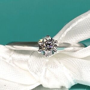 Tiffany & Co. Platinum Diamond Ring .24 CT Size 5.5